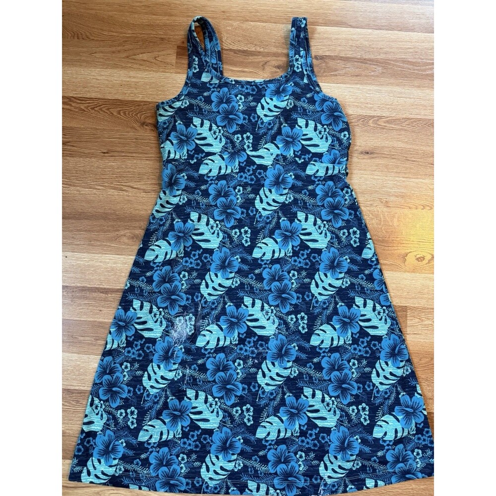 Columbia Active Dress Large Womens Tank Sundress Tropical Blue Print PFG